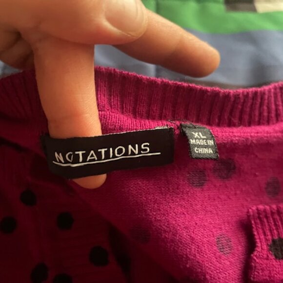 Notations Pink & Black Polka Dot Cardigan | Size XL - Picture 2 of 3